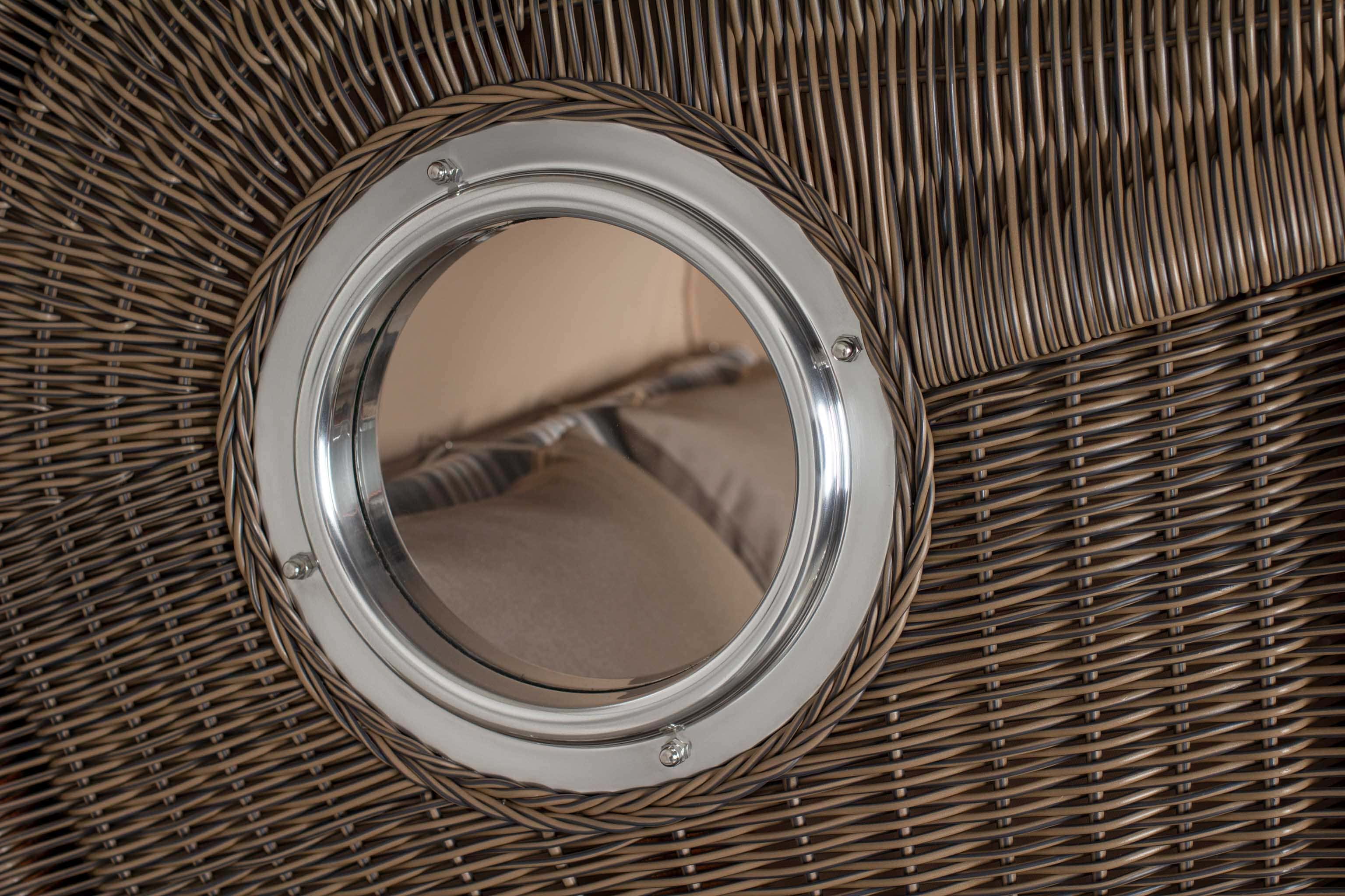 Strandkorb Rantum Bullauge Mahagoni PE Grey Dessin 522 Grau